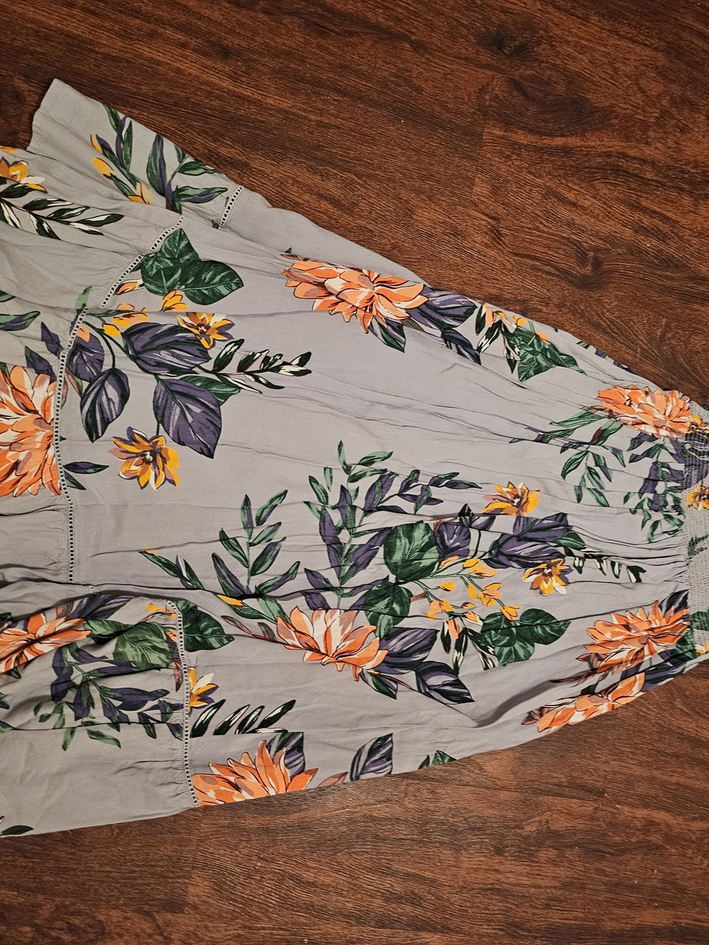 Mossimo Supply Co. Gray Maxi Skirt with Orange Floral Print